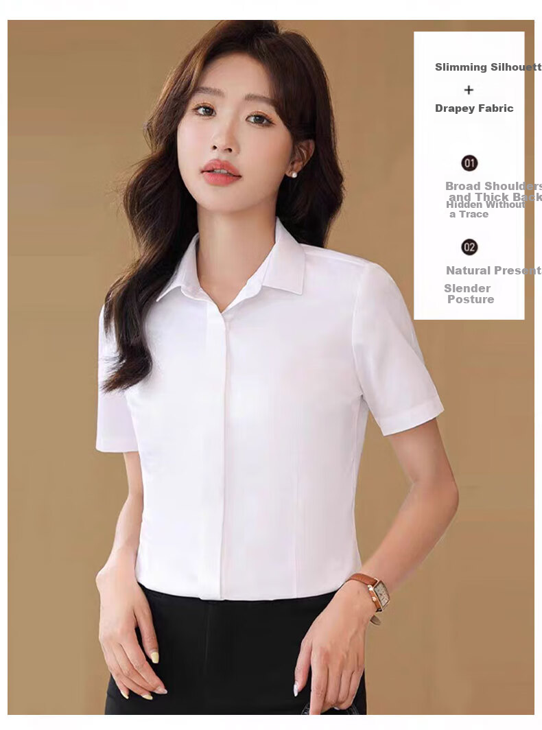 Romon Business Casual Women's Spring Fashion Professional Style Casual Lapel Long Sleeve Shirt Gray S 6
