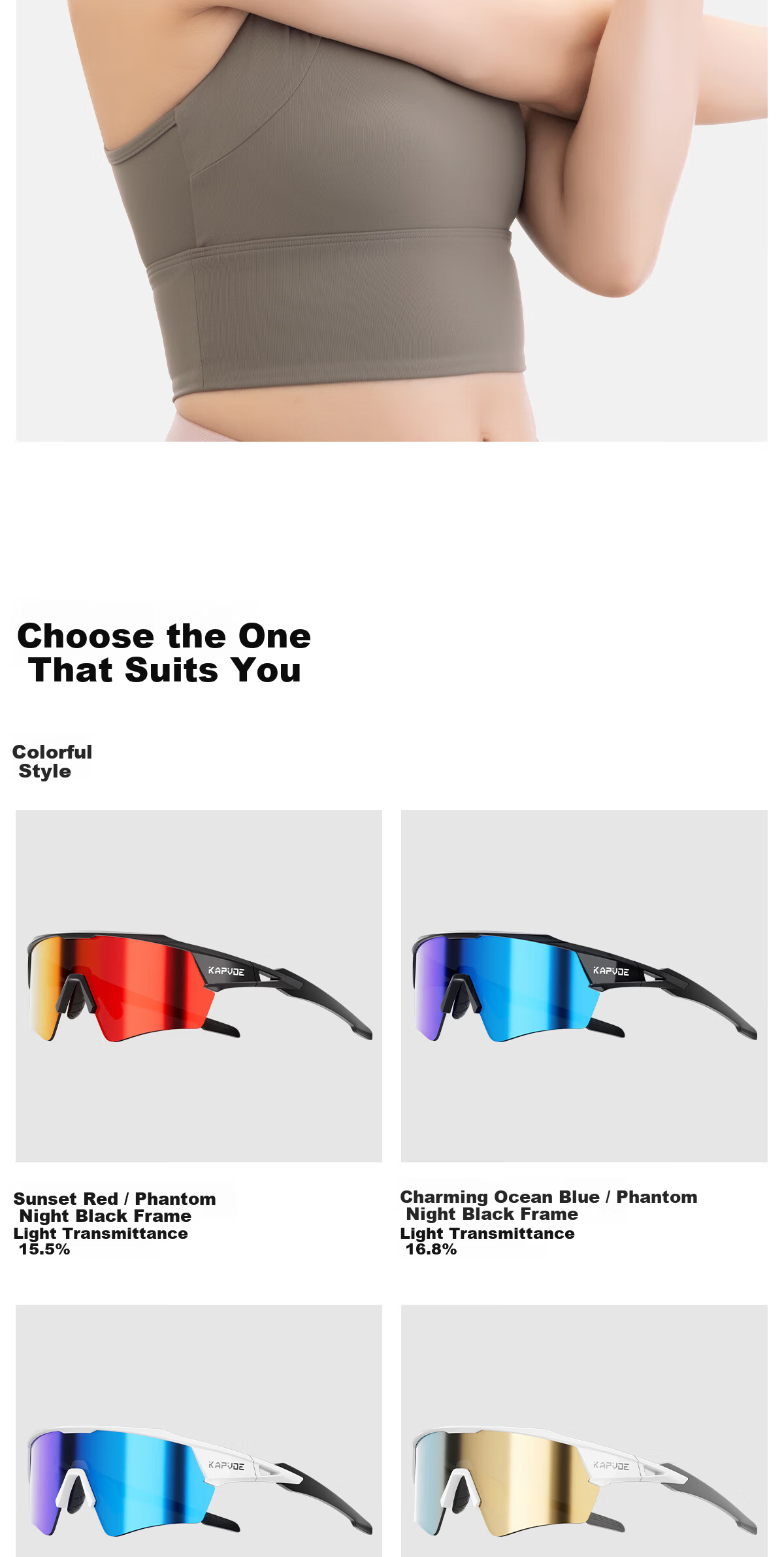 KAPVOE Dream Wings High Contrast Colorful Hiking Goggles Outdoor Hiking Glasses Windproof Sandproof Insect-proof Sunglasses Unisex 21