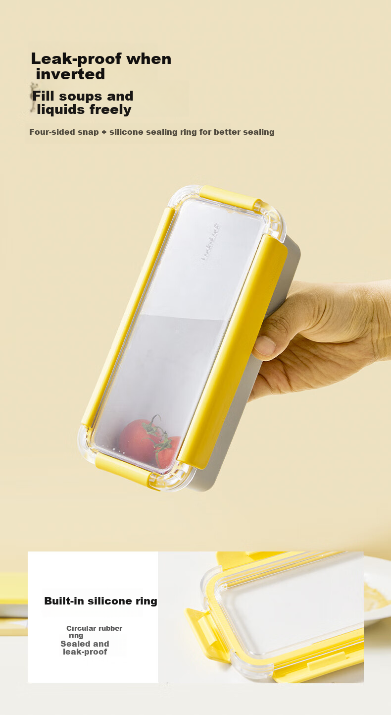 LOCK&LOCK Microwaveable Lunch Box Portable Plastic Bento Box for Office Workers and Students Single Meal Container 7