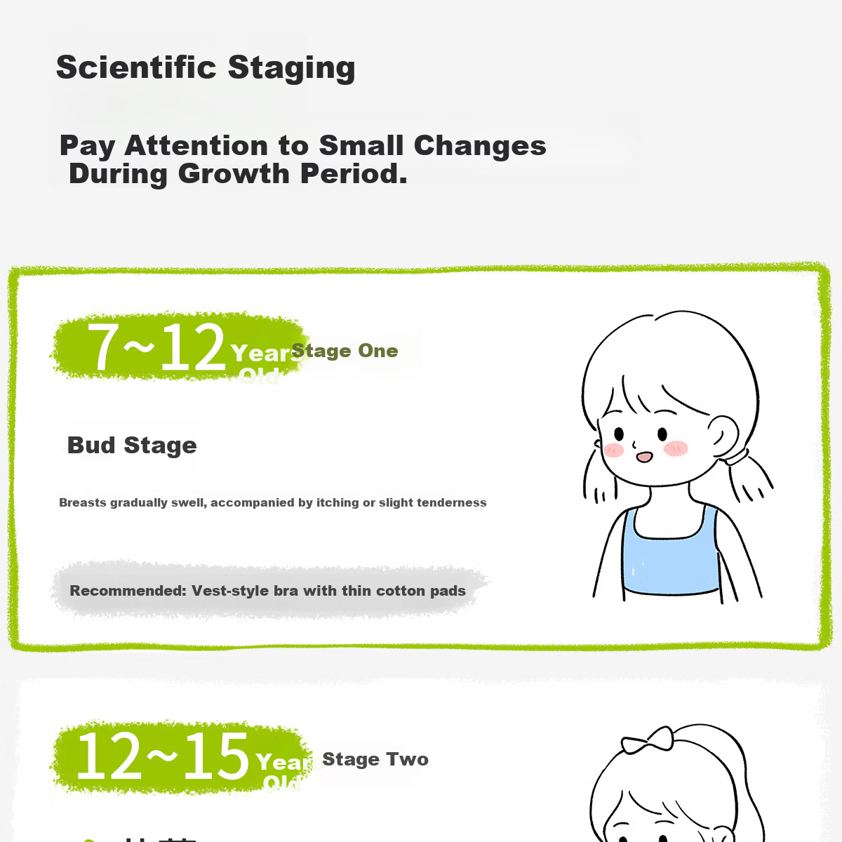 COCO SMART Children's Underwear 6-12 Years Early Development Stage Elementary School Girls Base Vest Phase One Youth Girls Bra 14