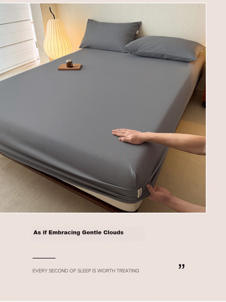 MUJI A-Class 100% Cotton Fitted Sheet Single Piece Mattress Protector Non-Slip Full Cotton All-Inclusive Bed Cover 1.8x2m 3