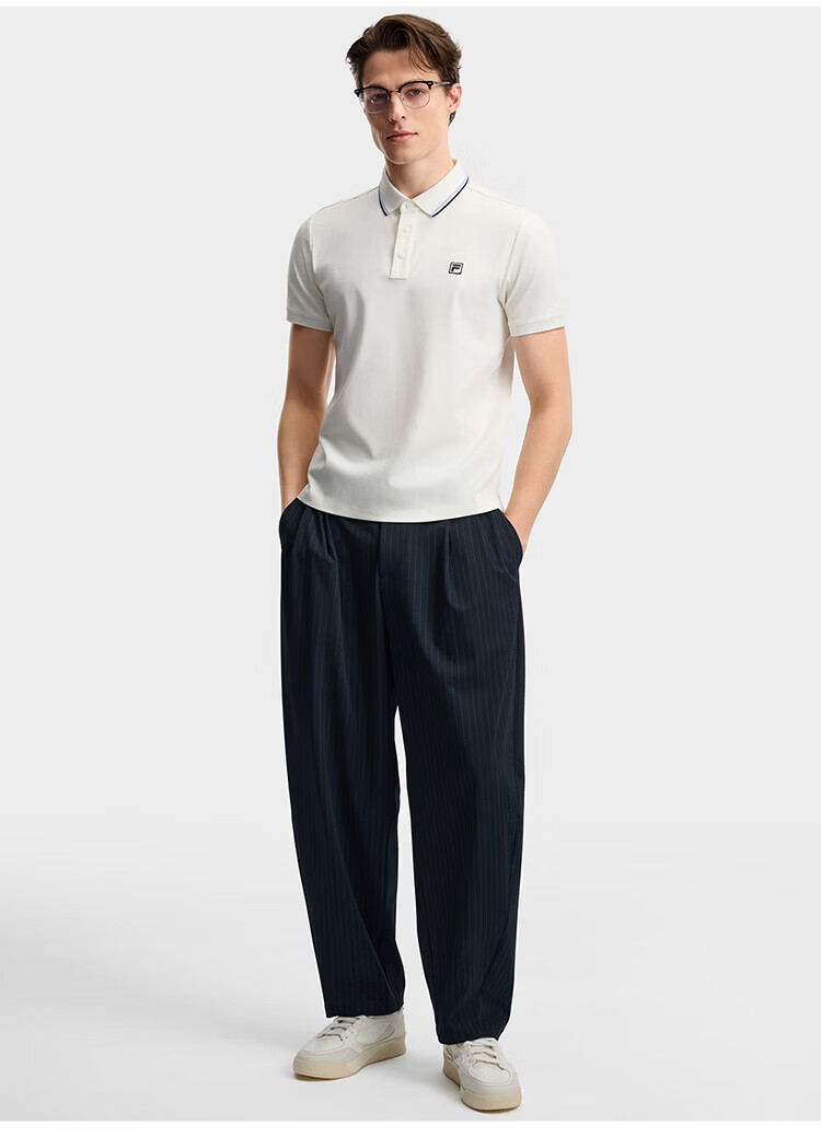 FILA Elite Men's Knitted Short Sleeve Polo Shirt 2026 Summer Simple Basic Casual Top 48