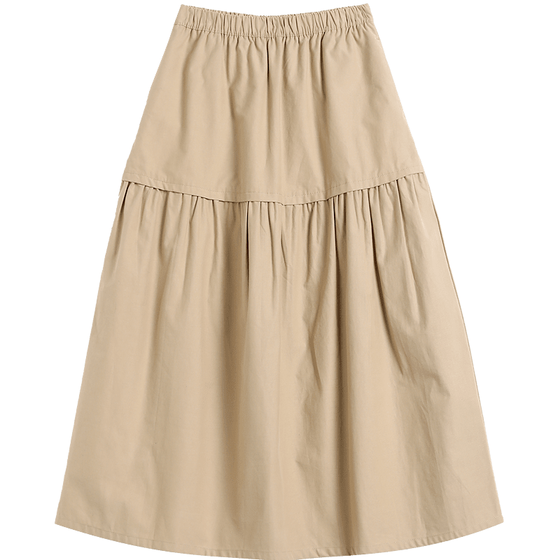 Demana Oxygen Pure Cotton Spring Simple Style Elastic Waist Patchwork A-Line Slimming High-End Women's Skirt