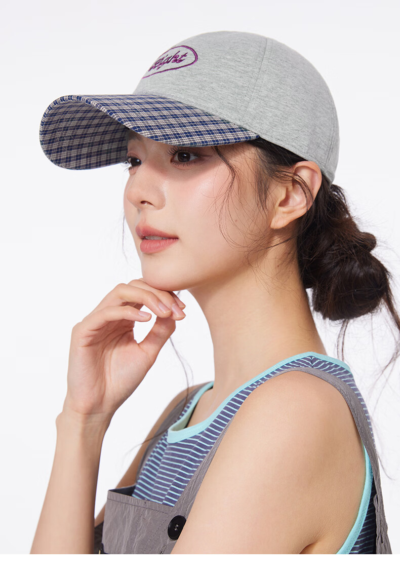 CACUSS Women's Spring Summer Baseball Cap Simple College Style Couple Patchwork Soft Top Comfortable Hat Ink Gray 7