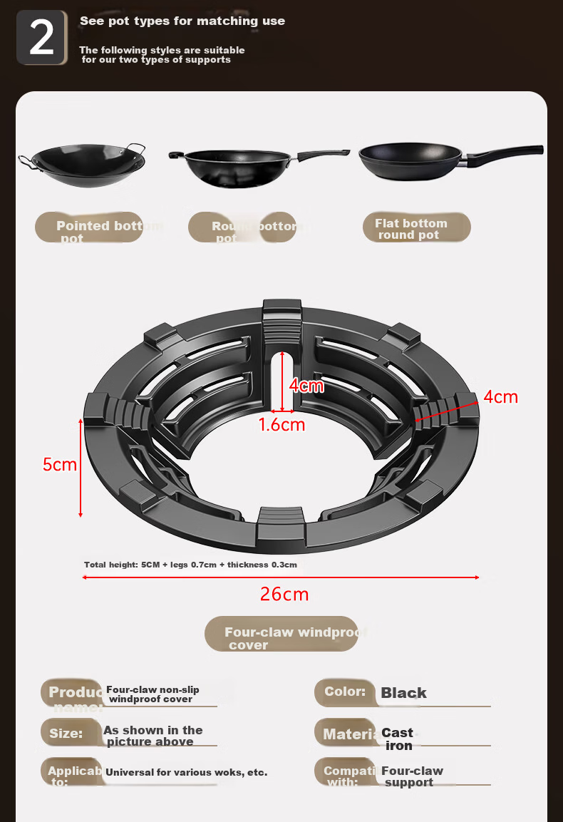 Muhouyingxiong Gas Stove Support Bracket, Thickened Anti-Slip Stand, Stove Base, Thickened Cast Iron Pot Rack, Wok Stand, Non-Slip Support, Universal Model 12