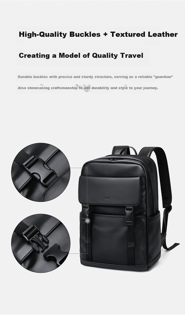 GOLF Men's Travel Backpack Unisex 15.6/16 Inch Laptop Student School Bag Soft Leather Business Backpack 13