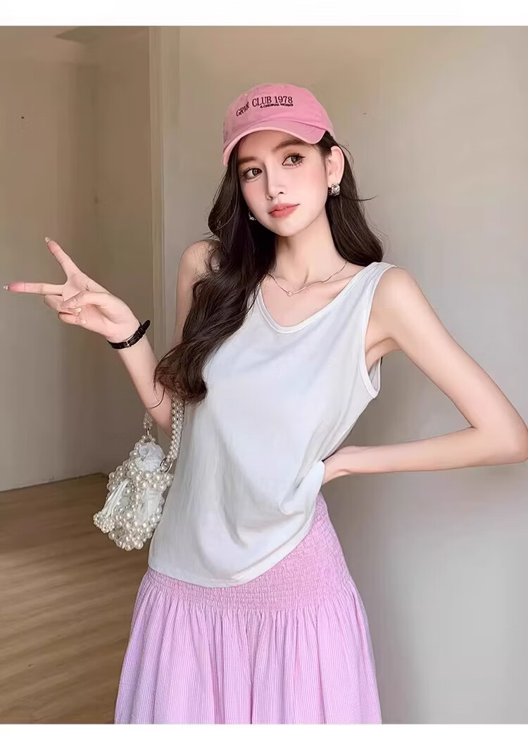 Langsha Cooling Snowflake Cotton Women's Vest Spring Loose Fit Side Coverage Camisole Sleeveless Casual Lazy Style Top 11