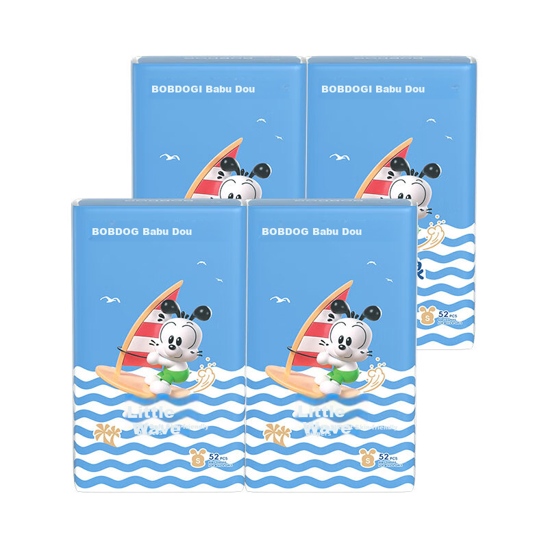 BOBDOG [No Carbamide Found] Small Wave Diapers S208 Pieces Ultra-Thin Baby Diapers Dry And Breathable