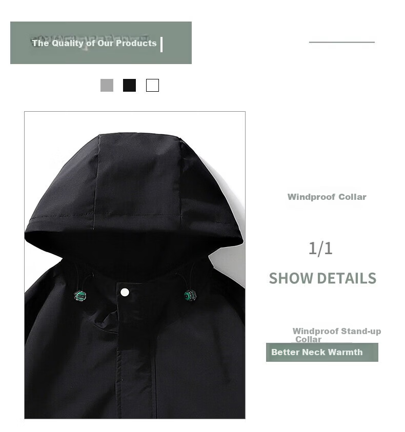 MULINSEN Men's Hooded Jacket Loose Gradient Color Large Size Spring Autumn Trendy Top White L 7