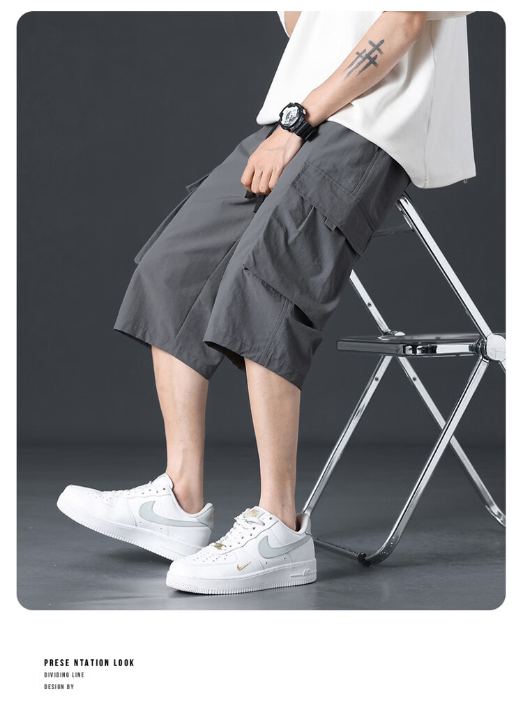 GLM Men's Summer Casual Fashion Cargo Comfortable Breathable Versatile Seven-Point Sports Shorts 15