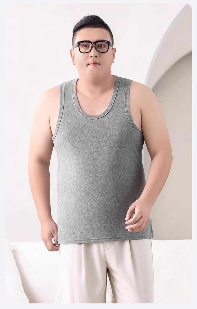 Langsha 2-Pack Pure Cotton Men's Sleeveless Vests, Lightweight Loose Fit, Plus Size Summer Undershirts 13