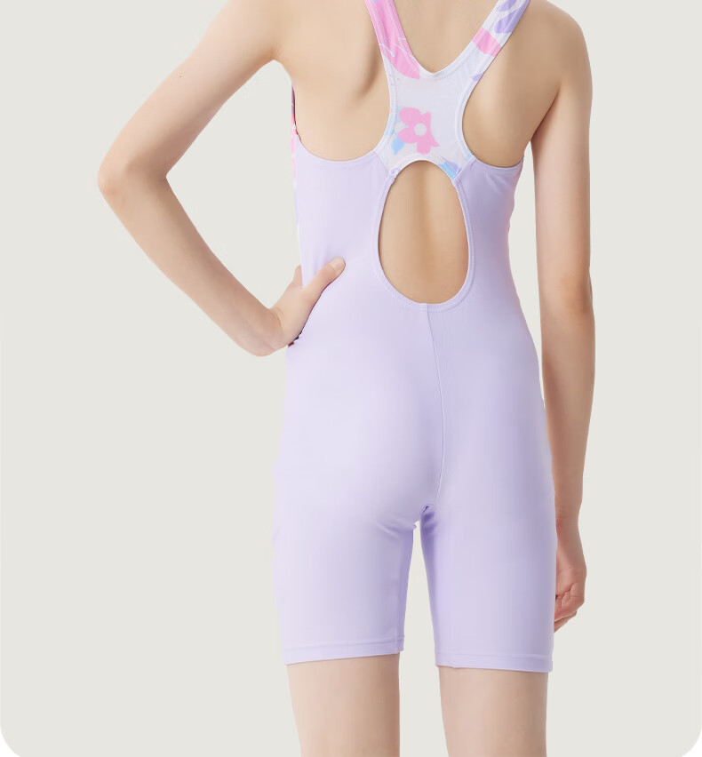 ANTA Children's One-Piece Swimsuit for Girls, Square-Leg Professional Training Swimwear for Older Kids, Teenagers, Beginners, Swimming Equipment, Purple, Size 120 9