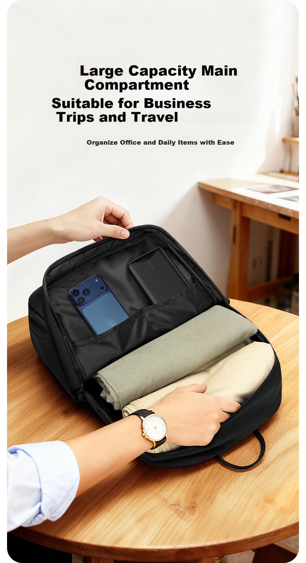 Biyoumei Business Laptop Backpack Large Capacity Travel Multifunctional Commuter Bag Black 5