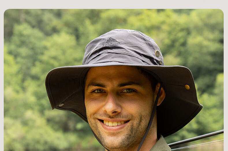 TOPEX Outdoor Men's Summer Mountaineering Bucket Hat Sun Protection Hiking Foldable Water-Repellent Breathable Cap 23