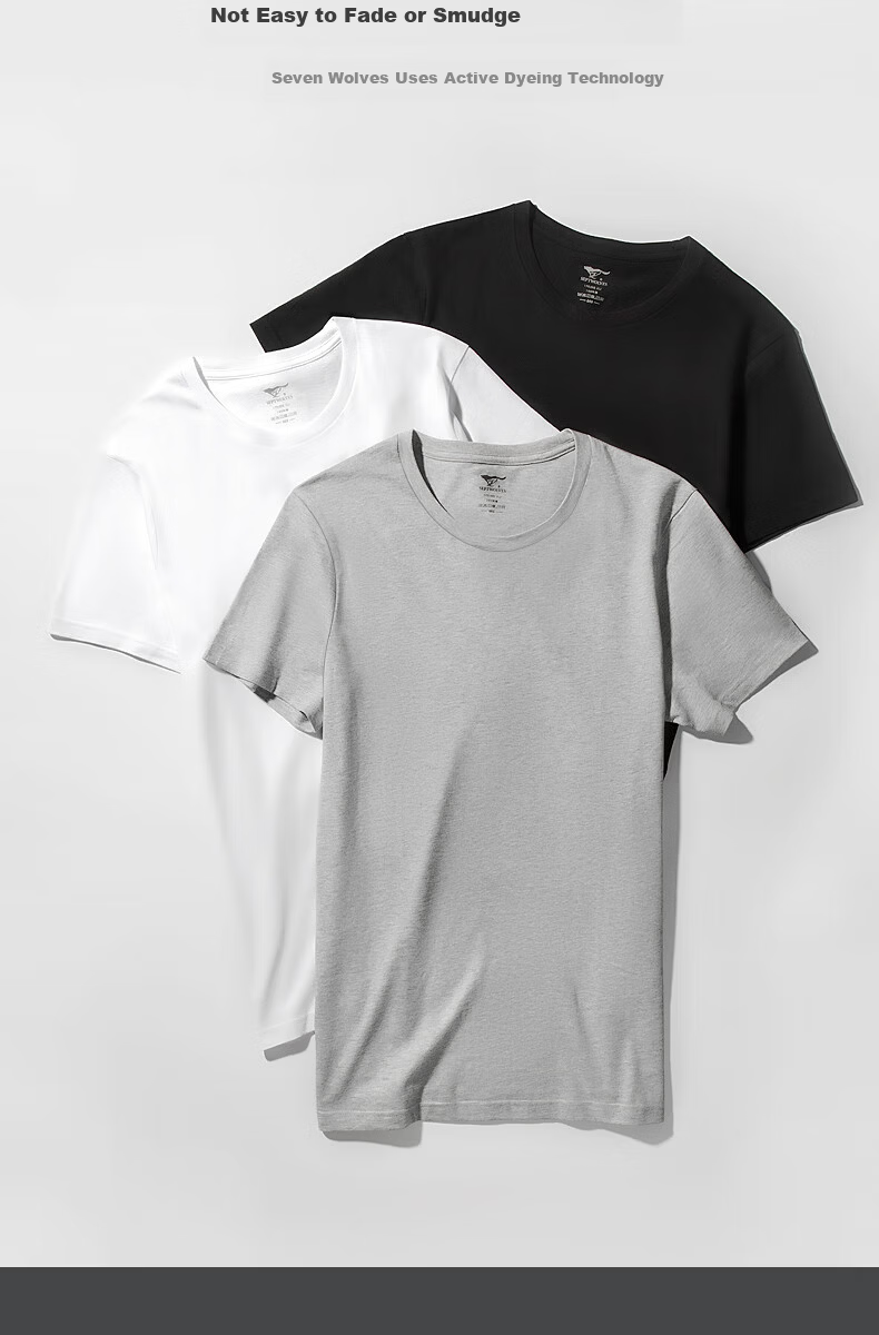 SEPTWOLVES Men's Short Sleeve 100% Cotton V-Neck T-Shirt Breathable Comfortable Basic White Tee 16