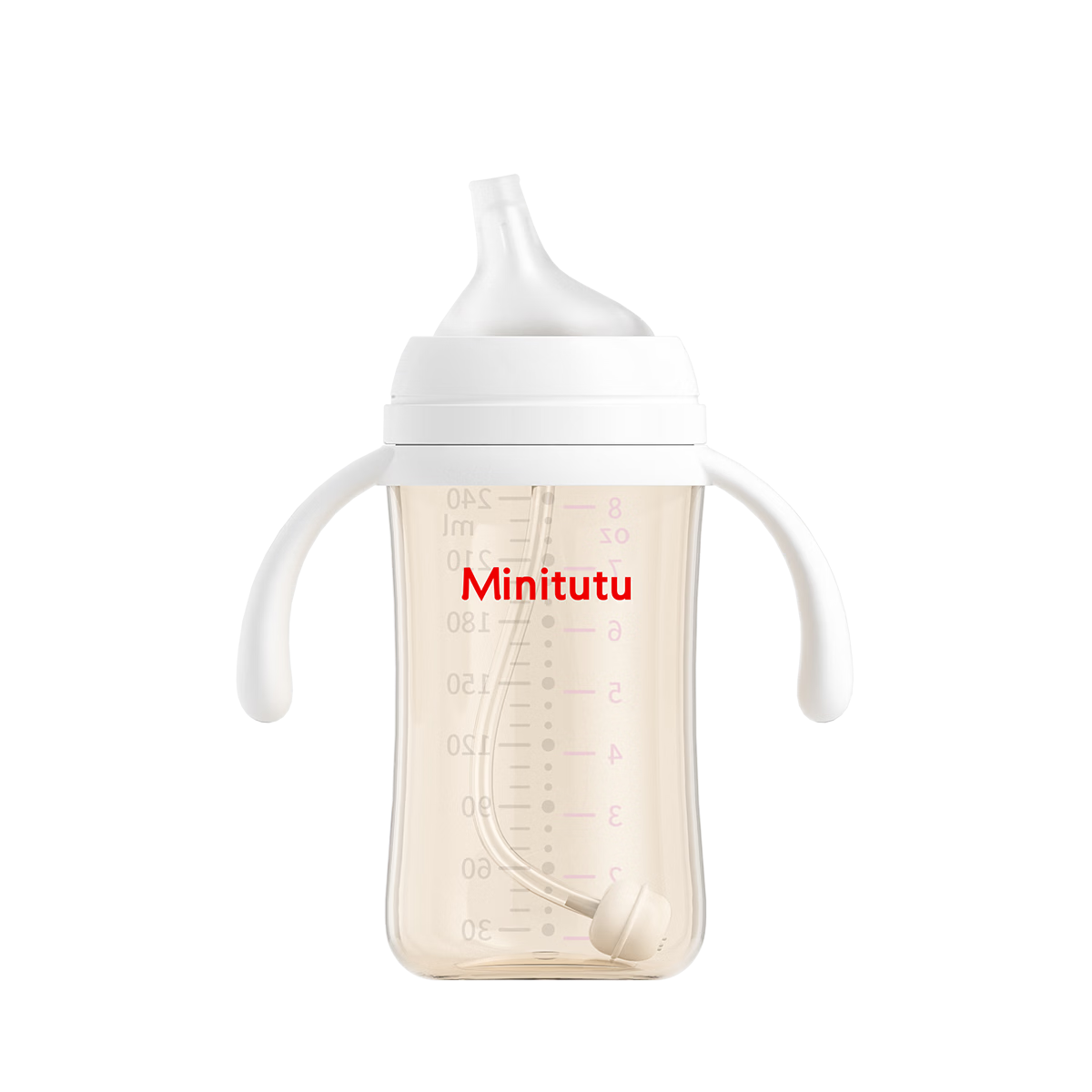 MINITUTU PPSU Wide Neck Baby Bottle High Temperature Resistant Anti-Drop Anti-Colic Double Straight Arc Cup 240ml 12 Months+