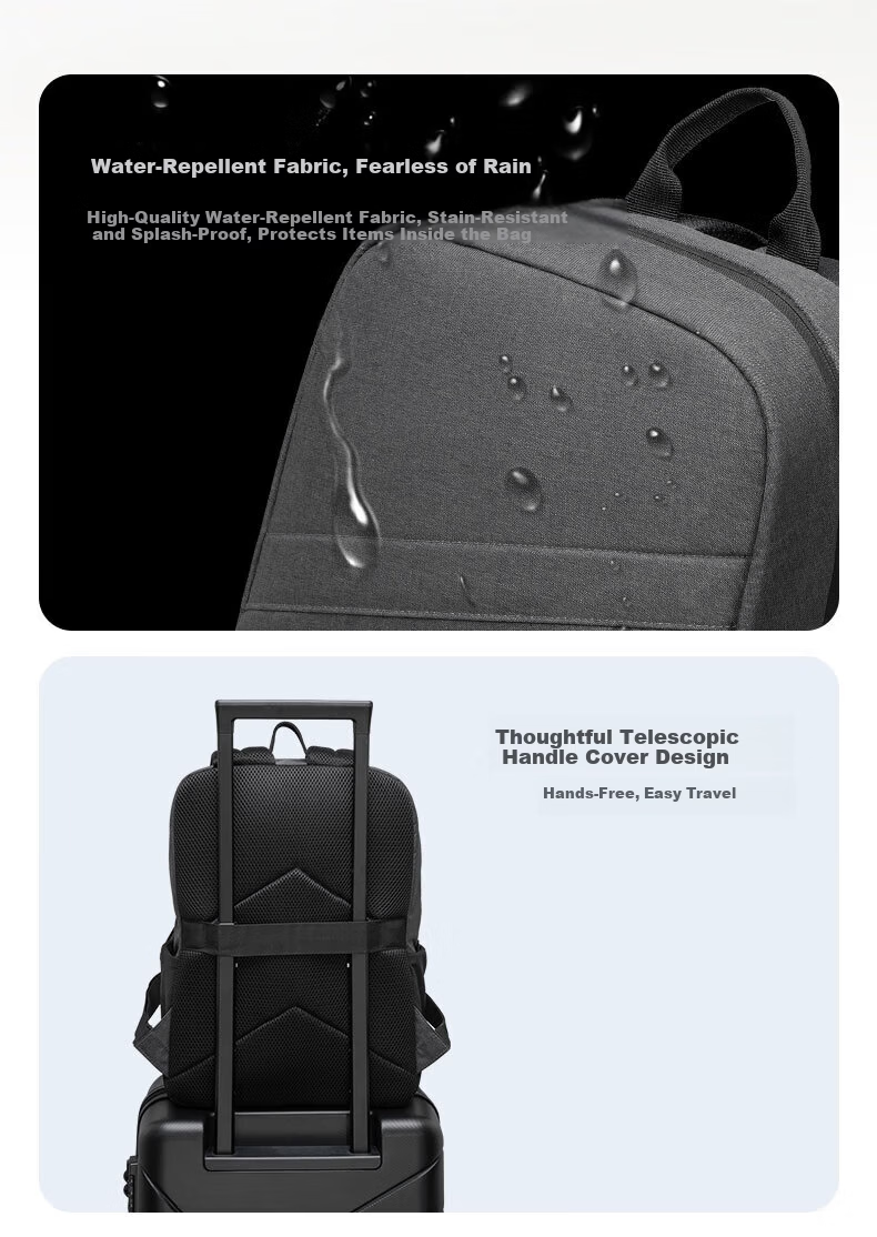 HP 16-inch Gray Backpack Water-Resistant Fabric Luggage Strap Shockproof Protective Large Capacity Durable Scratch-Resistant Minimalist Multi-Pocket Casual Backpack High Aesthetic 7
