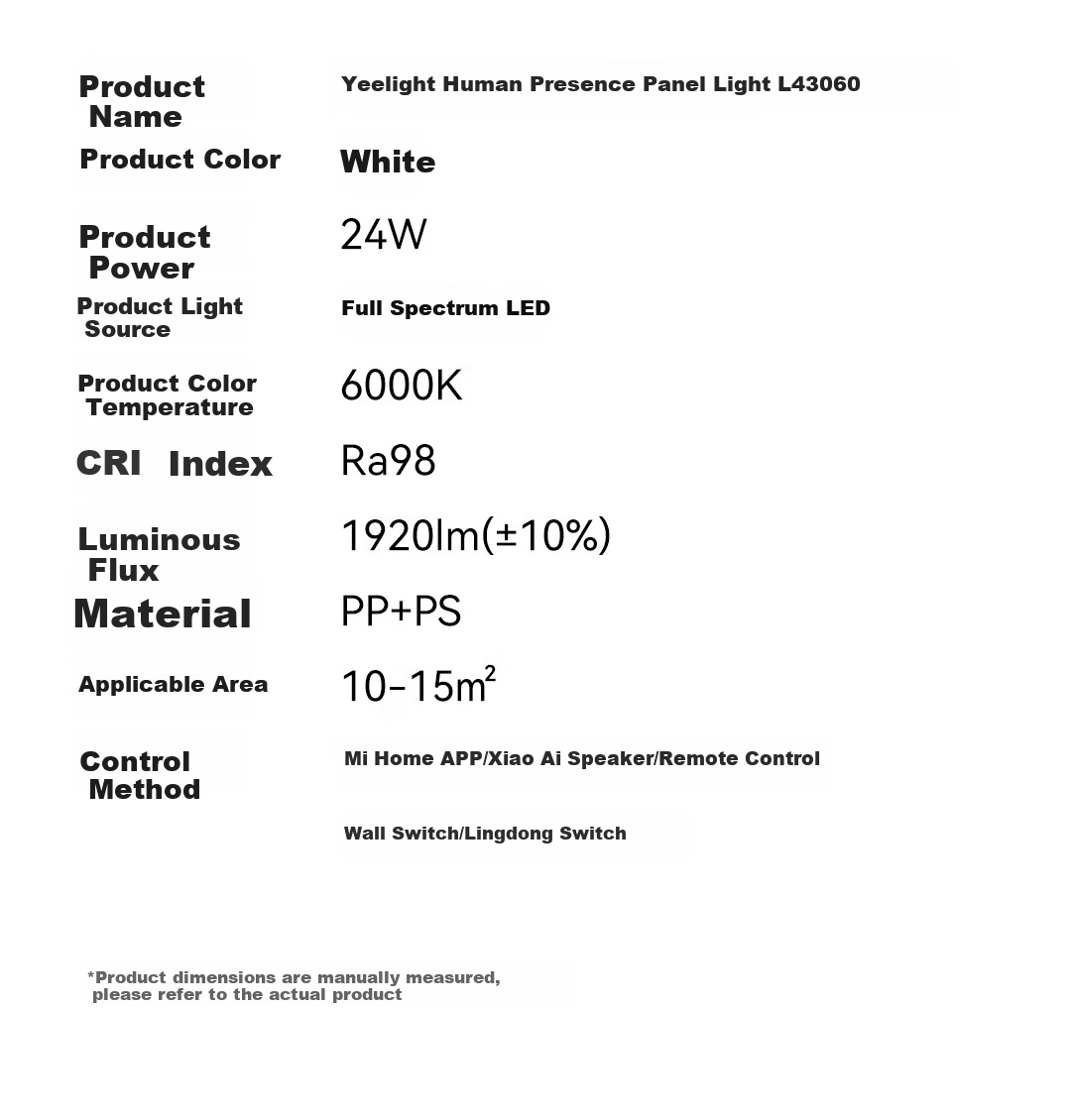 Yeelight Yilai Smart Full-Spectrum Panel Light L3 3030 20W 26