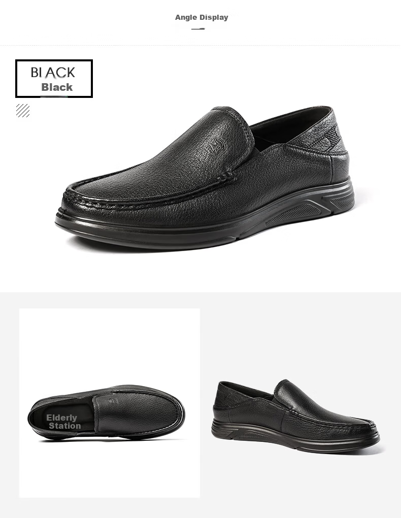 LAORENTOU Men's Shoes, All-Season Business Formal Shoes, Low-Top Shoes, Sheepskin Slip-On Shoes, Polyurethane Sole Lightweight Shoes, LA12046, Black, Size 42 17