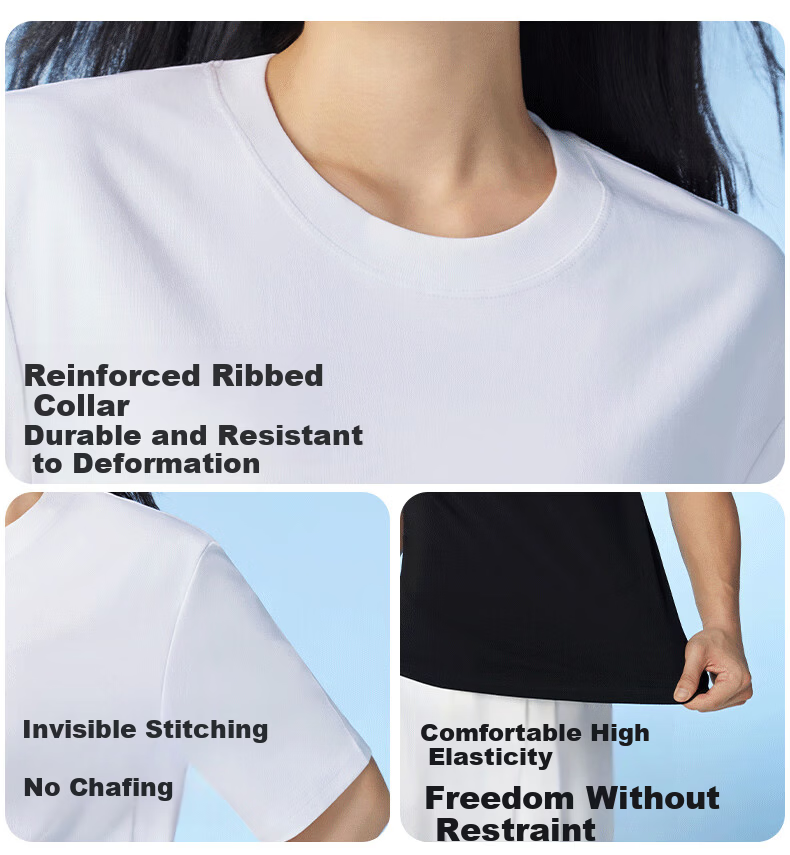 Langsha 26th Anniversary New Arrival [Ren Jialun Celebrity Endorsed Quality] White Heavyweight Pure Cotton Long Sleeve T-Shirt for Men and Women 16