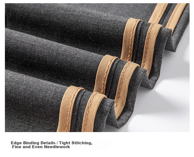 ROMON Tencel Men's Wrinkle-Resistant Non-Iron Business Dress Pants Casual Elastic Straight-Leg Trousers for Dad 13