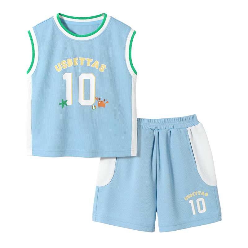 Beitais Boys Summer Lightweight Sports Set 2026 New Baby Sleeveless Vest Two-Piece Children's Basketball Outfit