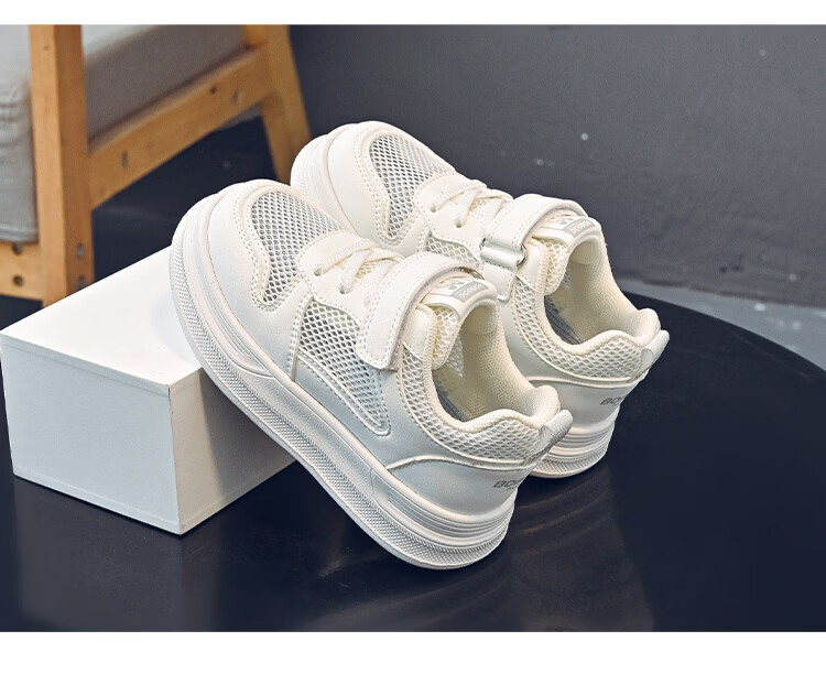 BOBDOG House Girls' Mesh Breathable White Sneakers Summer Kids' Casual Running Shoes 603562007 White Size 33 11