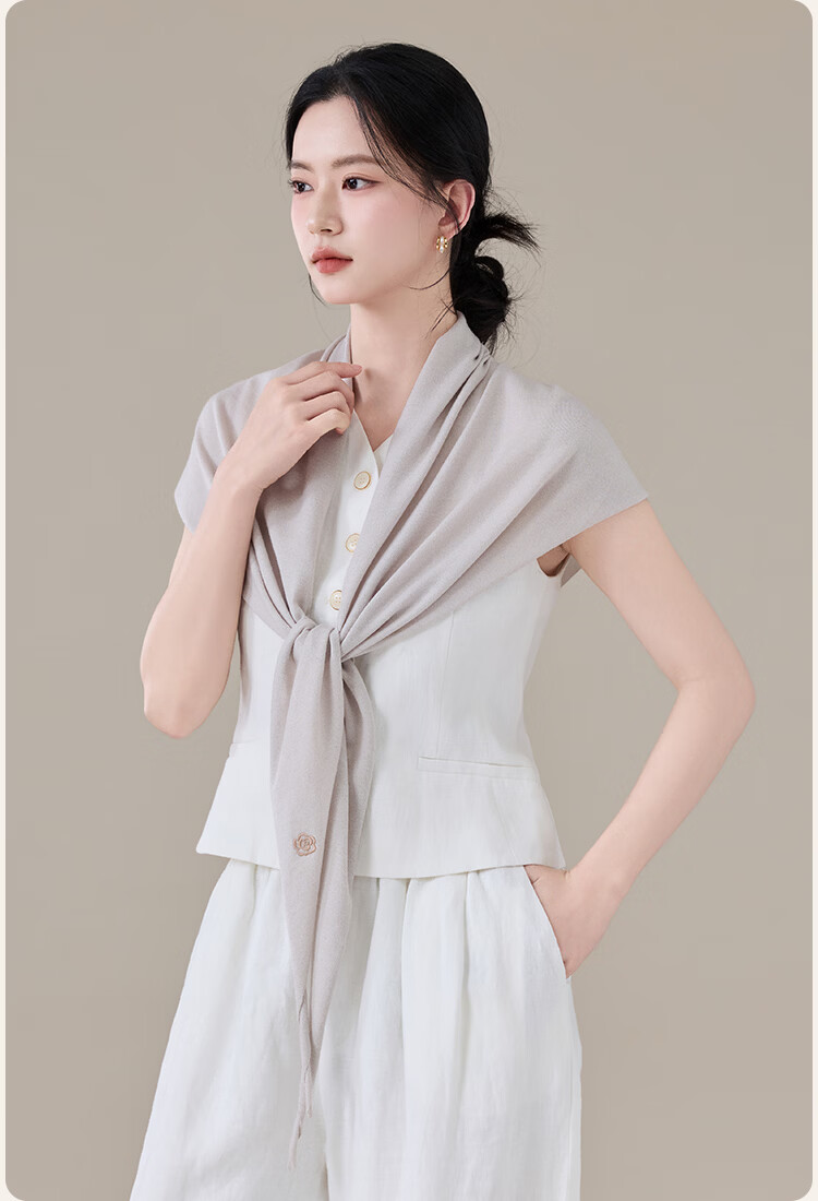 JIUMU Sheep Wool Lightweight Four-Season Shawl Women's Elegant Summer Air-Conditioned Office Warm Shawl 14