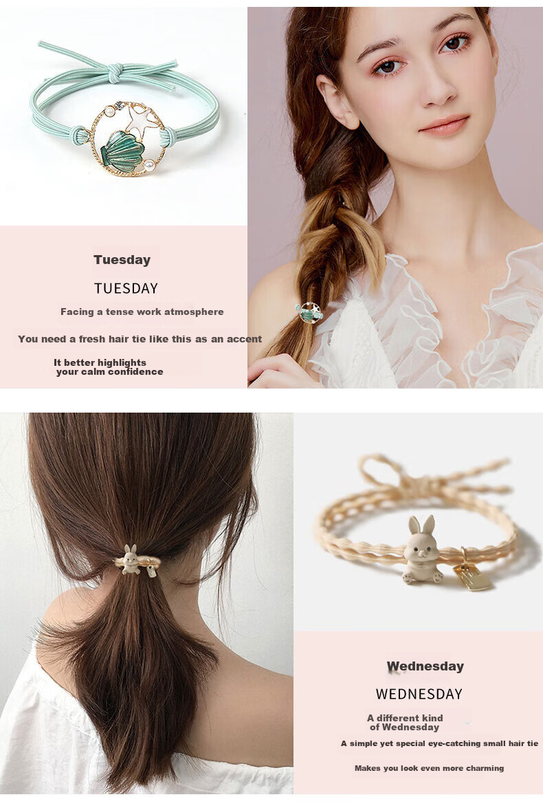 Dijing Weekly Hair Tie Hair Accessory Elastic Band Practical Wife Hair Ornament Gift Box Children's Birthday Present for Girls 5