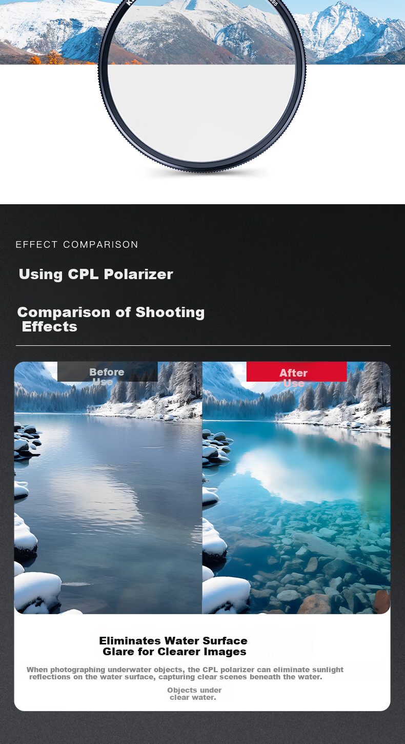 Kase Polarizing Magnetic CPL Filter 67mm Wolverine II Magnetic CPL Polarizer High-Definition High-Transmission Low-Reflection Landscape Photography Filter 4