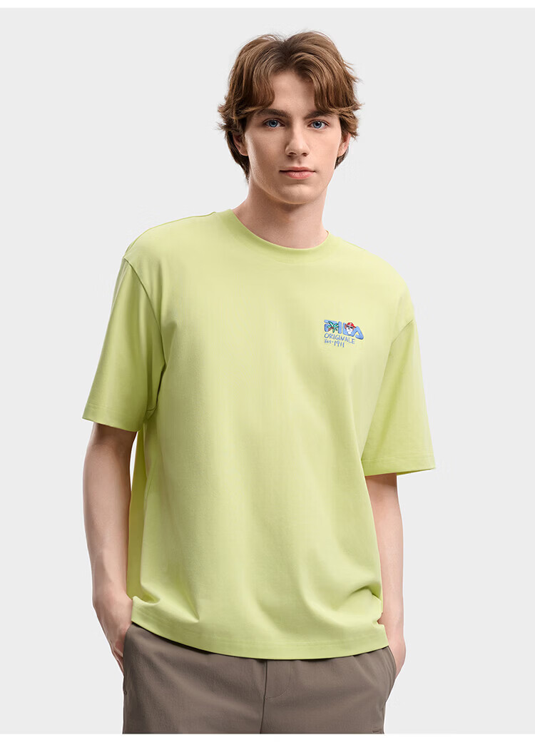 FILA Official Couple's Knitted Short Sleeve Shirt 2026 Summer Fashion Casual Unisex Loose Cat Embroidery T-Shirt 64