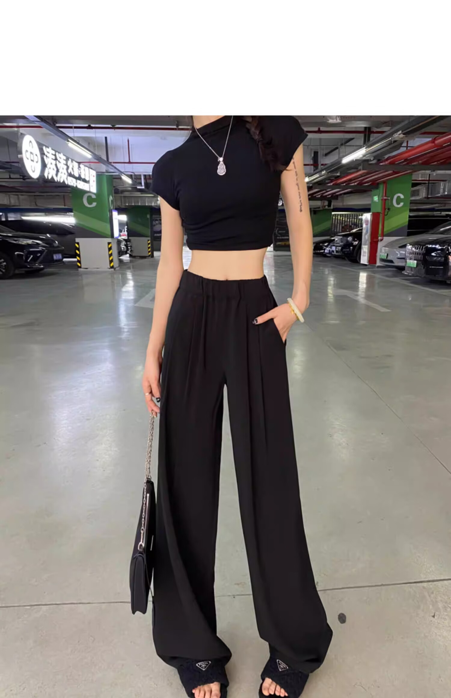 Langsha TR Bamboo Fiber Summer Wide-Leg Pants for Women Thin Draped Loose Casual New Chinese Style Ice Silk Trousers 29
