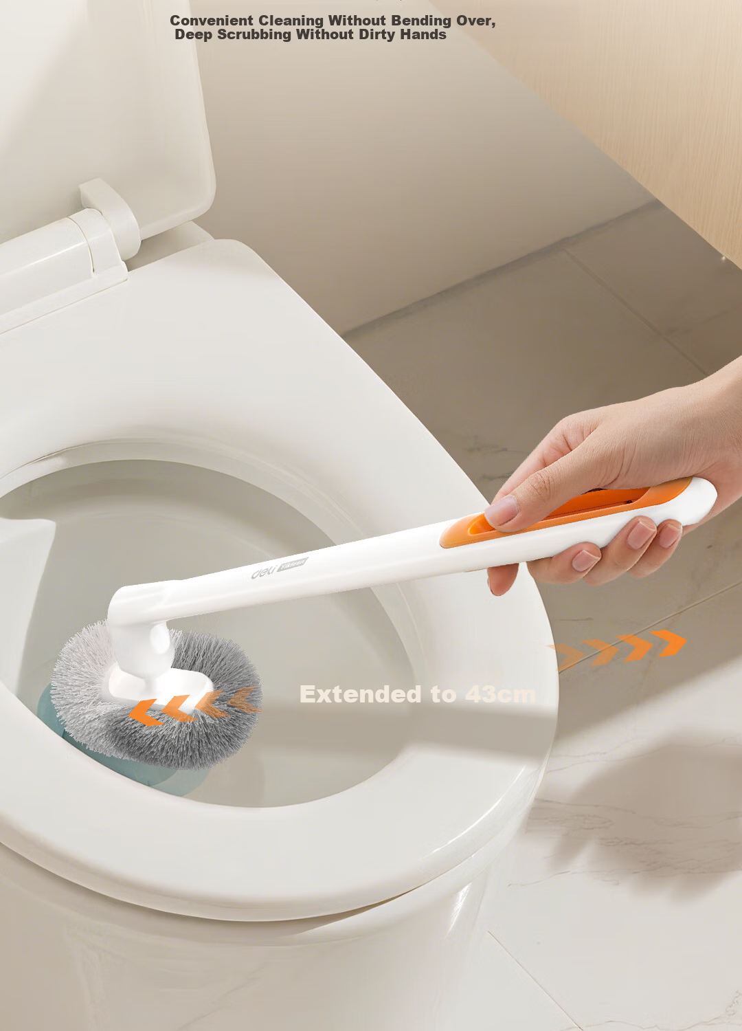 Deli S-Shaped Elbow Toilet Brush Wall-Mounted No-Drill Groove Cleaning Toilet Scrubber 9