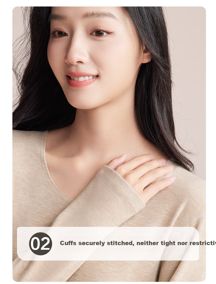 Hodo Home Seamless Thermal Underwear Set for Women Autumn Winter Color-Spun Fleece with Cashmere and Mulberry Silk 8