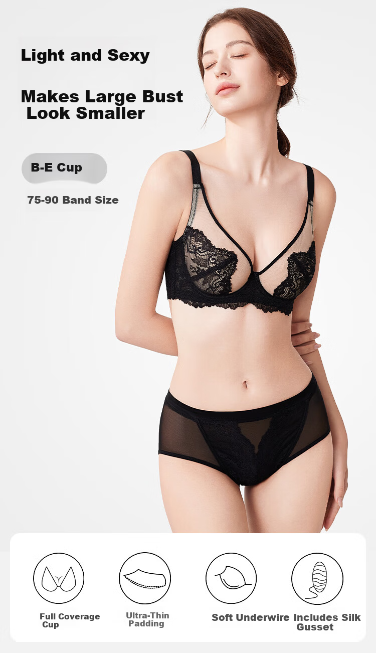 Ordifen Women's Ultra-Thin Lace Sexy Slimming Boyshort Bra Set XB4318 1