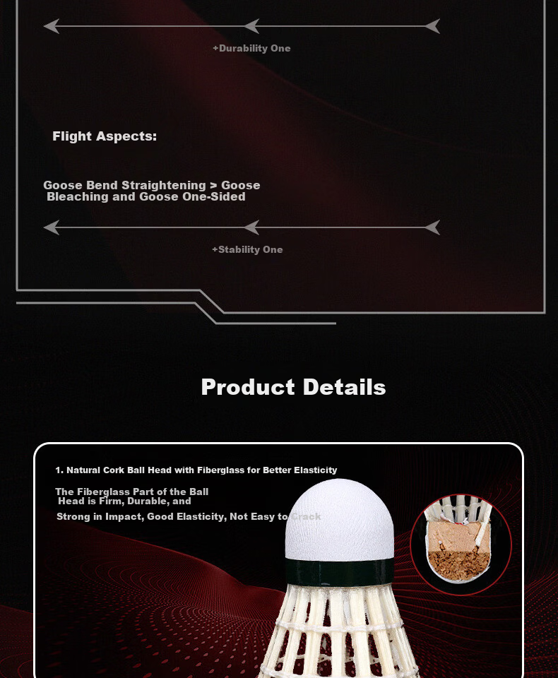 KUMPOO Feather Badminton Shuttlecocks Durable Non-Tear Stable Flight Competition Training 12-Pack K+60 Speed 76 9