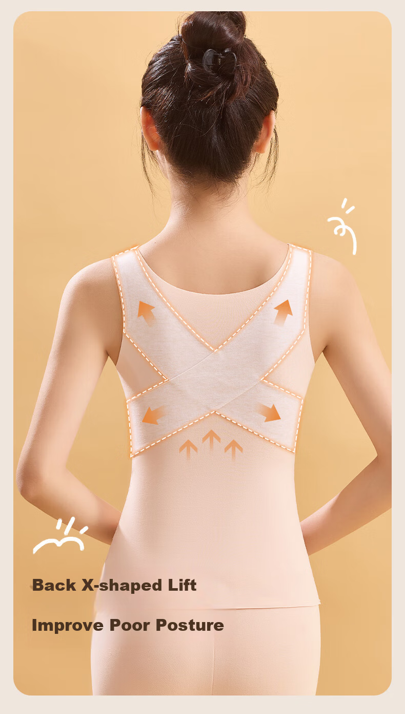 Tingmei Thermal Vest with Chest Pad for Adolescent Girls Wool and Silk Autumn Winter Blue L 10