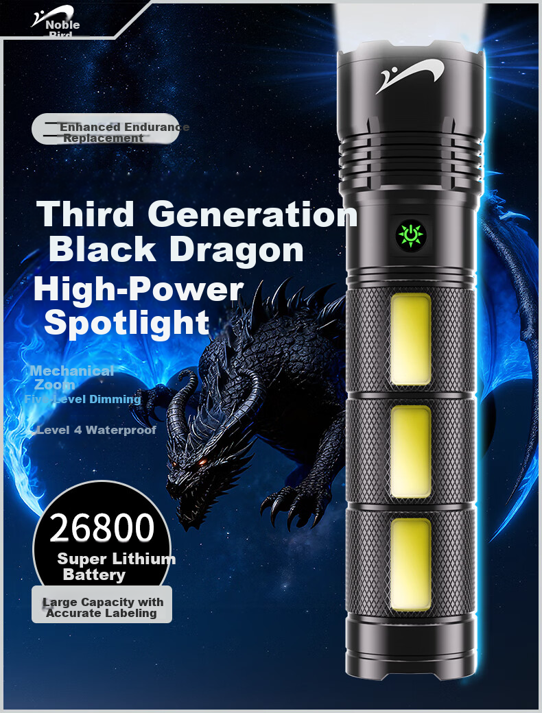 Gueriniao High-Power Flashlight Super Bright Long Battery Life Zoomable Rechargeable Military Outdoor Survival Camping 1