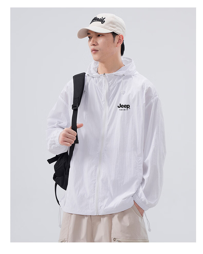 JEEP SPIRIT Men's Summer New Ice Silk Lightweight Sunscreen Jacket Large Size Men's Clothing Coat ZH7777 Cement Gray 4XL 36