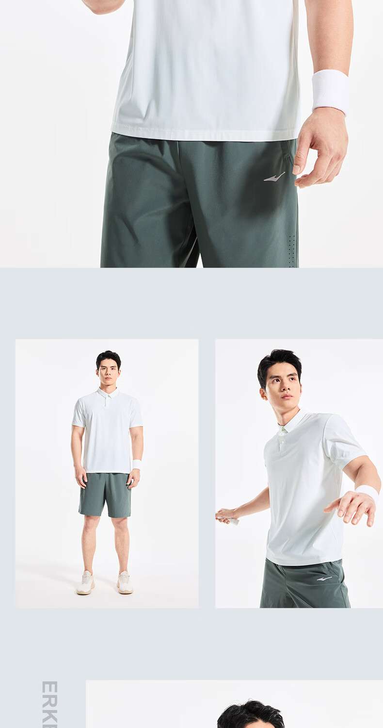 Erke Polo Shirt Summer Collared T-Shirt Sports Outdoor Casual Short Sleeve Ice Cool Lightweight Breathable High Elasticity Light Business Top 8