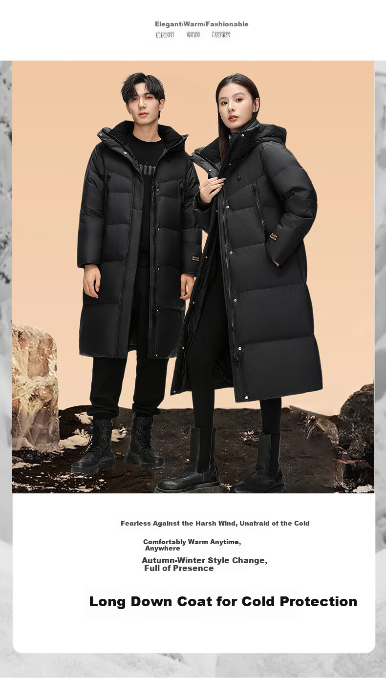 YAYA Luxury Gold Down Jacket Unisex Winter Extreme Cold Long Couple Over-the-Knee Thick Warm Coat 4