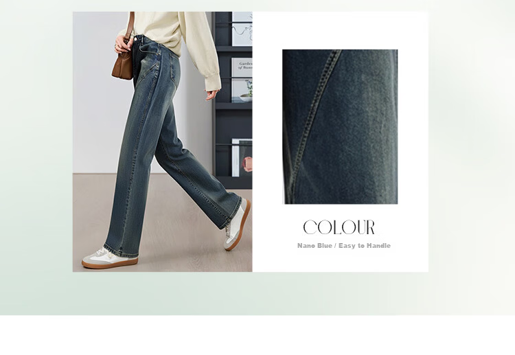 Chushen Women's Spring and Autumn High Waist Slim Straight Vintage Denim Jeans S51N063 12