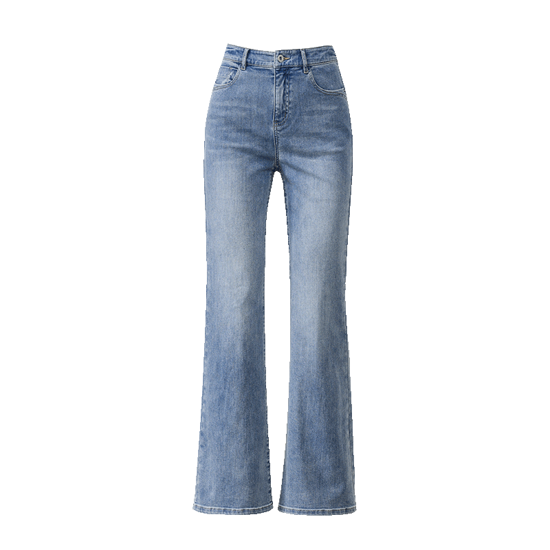 ESE-Y Women's Three-Core Yarn Stretch Micro Flared Jeans 26 Summer New Slim Fit Slimming Flared Thin Long Pants Light Blue 28S