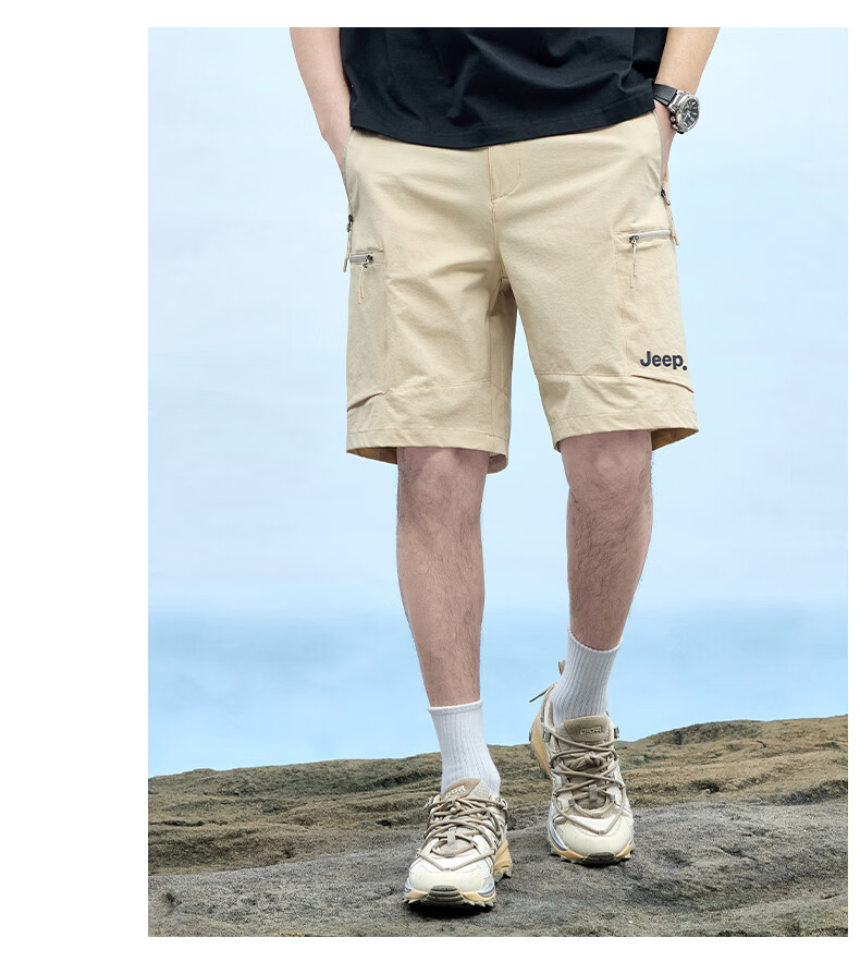 JEEP Men's Summer Breathable Loose Fit Sports Quick-Dry Casual Black Shorts 4XL 14