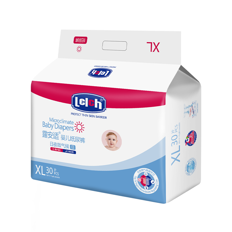 Lelch Day and Night Microclimate Series Daytime Diapers XL30 (12-17kg) Large Baby Diapers