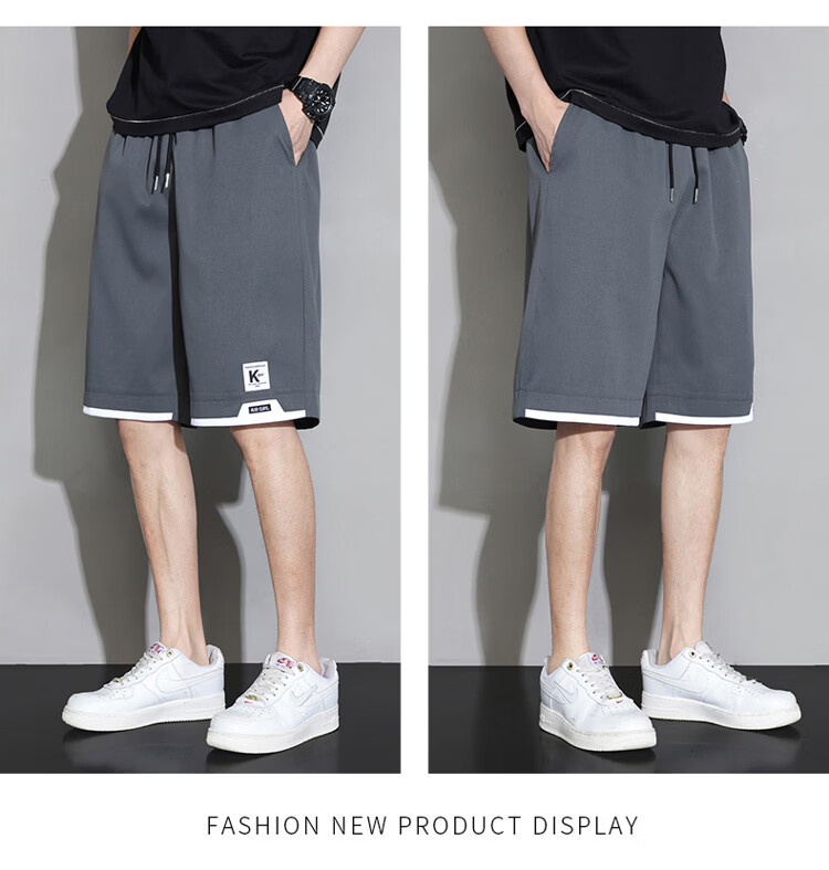 GLM Men's Summer Ice Silk Casual Simple Versatile Breathable Smooth Five-Point Shorts 14