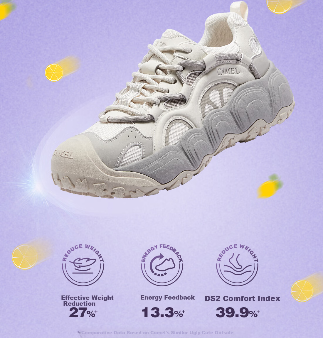 CAMEL Lemon Cute Colorblock Platform Casual Shoes for Women L25A202062 Off-White/Pink Size 39 20