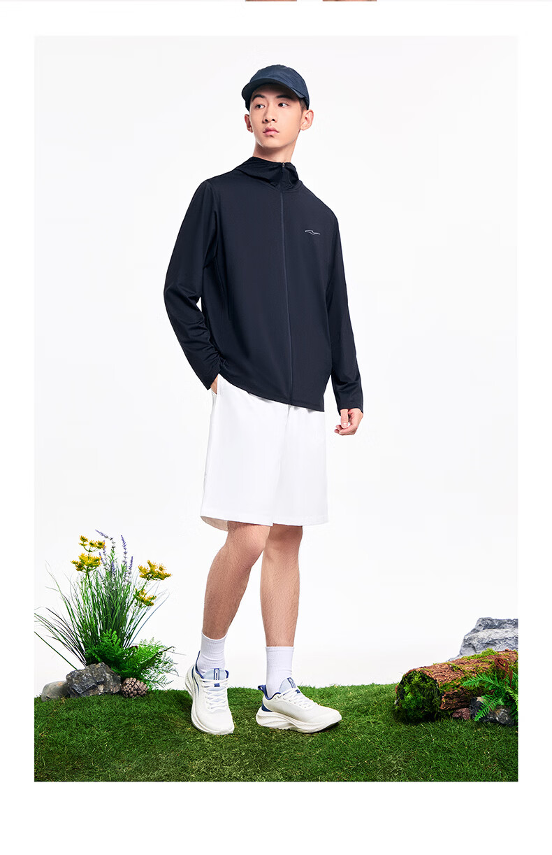 Erke Men's Summer Sun Protection Jacket Quick-Dry Ice Cooling Breathable UPF80+ Hooded Windbreaker Outdoor Sports Jacket 20
