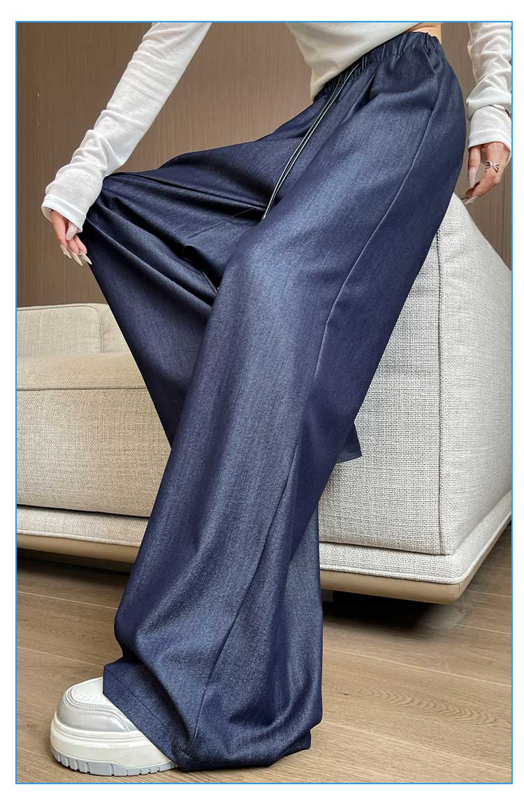 Modal Casual Pants Women 2026 Summer New High Waist Slimming Ice Silk Draped Straight Wide-Leg Floor-Length Jeans Women 17