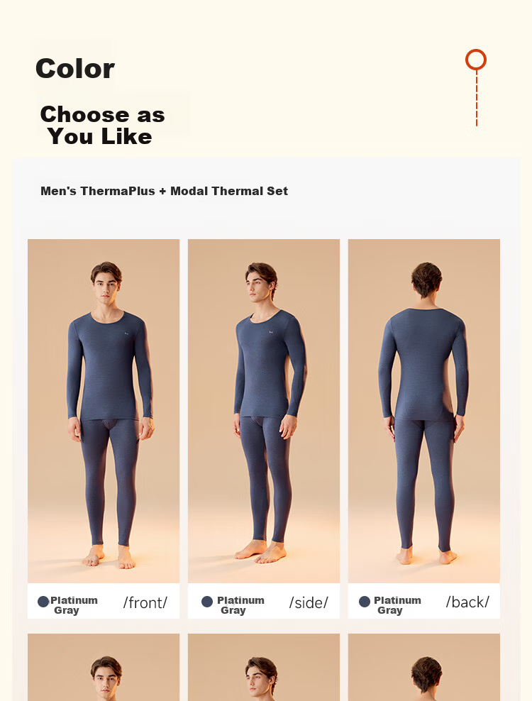 MiiOW Men's Thermal Underwear Set Autumn Winter Antibacterial Warm Base Layer Pants 7A 17